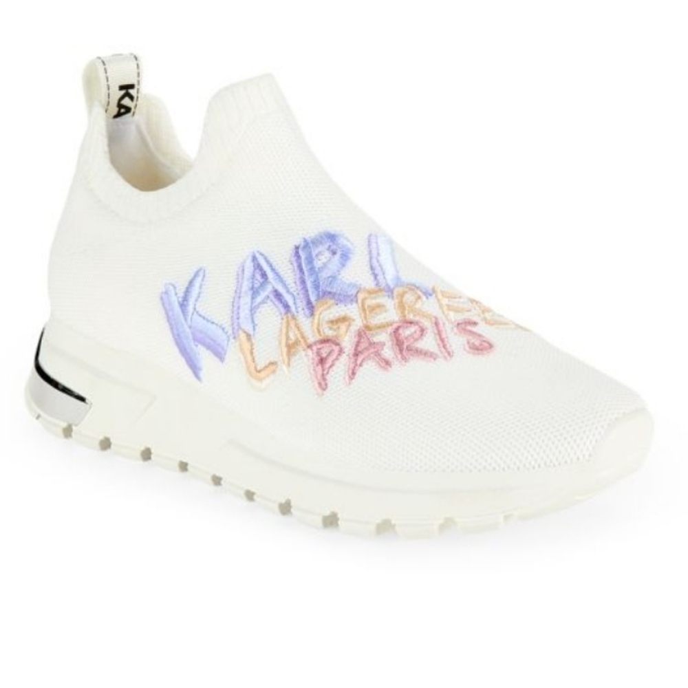 KARL LAGERFELD PARIS Mirren Embroidery Low Top Slip On Sneakers NWT SZ 9 womens